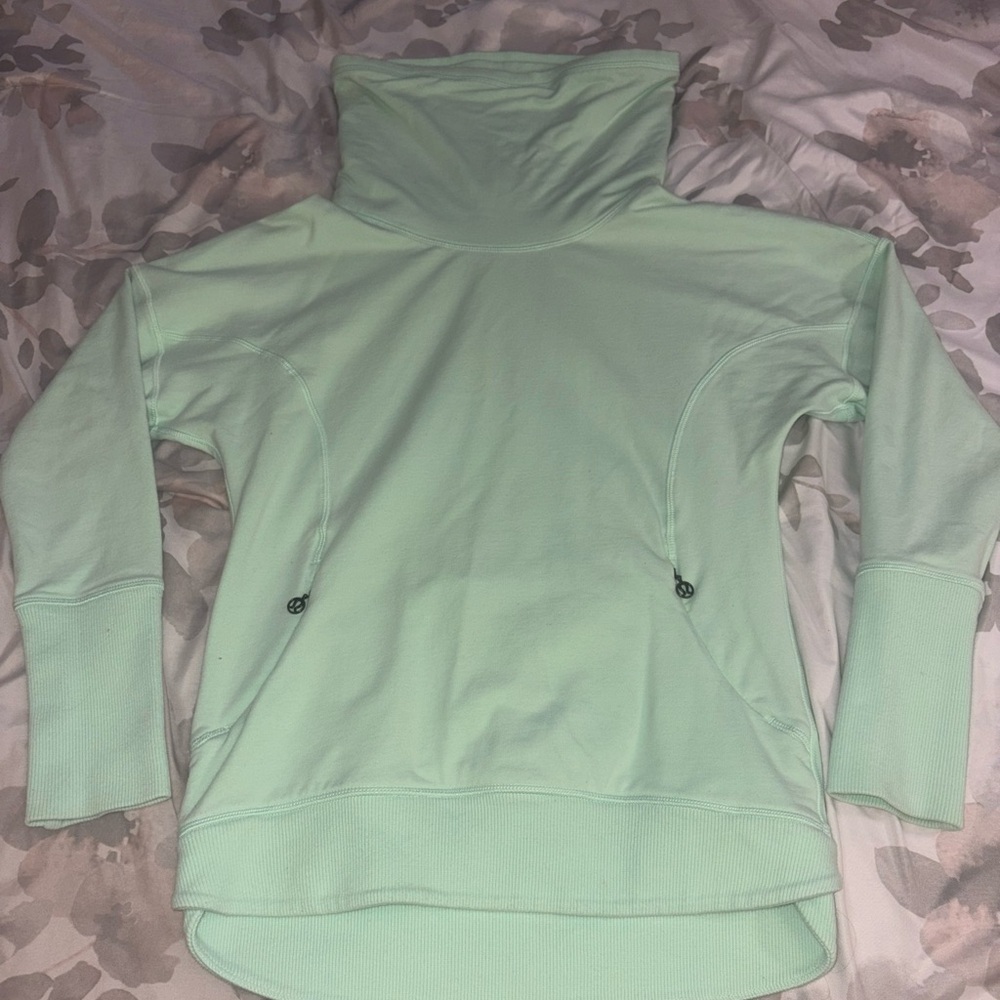 Lululemon Rest Day Pullover Mint Green Cowl Neck Sweatshirt Size 4 - Picture 6 of 16